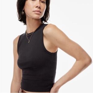 Aritzia Wilfred adventure ribbed cropped tank top sz medium black